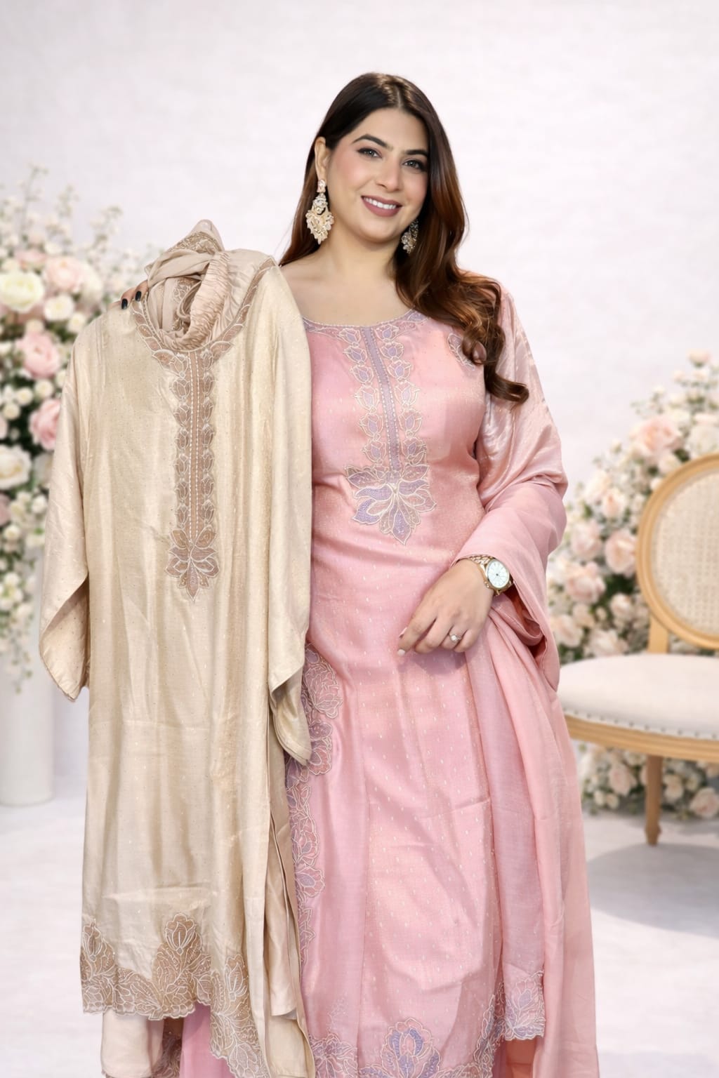 PINK AND BEIGE SUIT