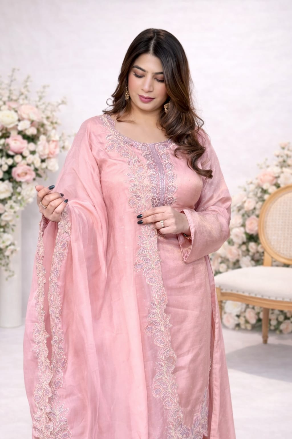 PINK AND BEIGE SUIT