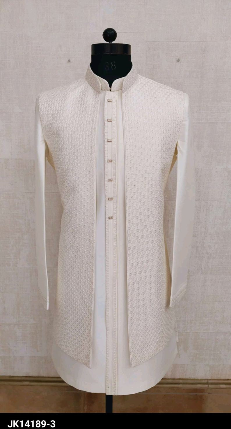 White Self-Designed Waist Coat