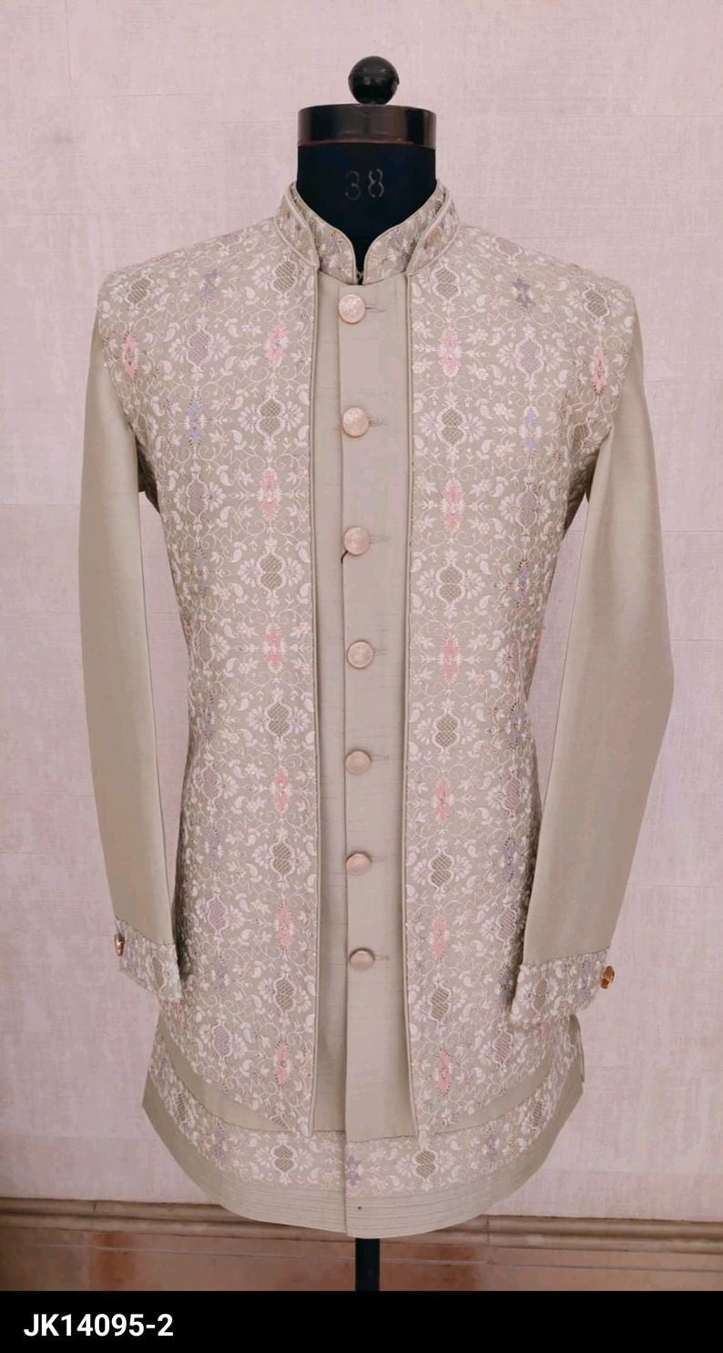 Taupe Pink Zardosi Embroidered Kurta set