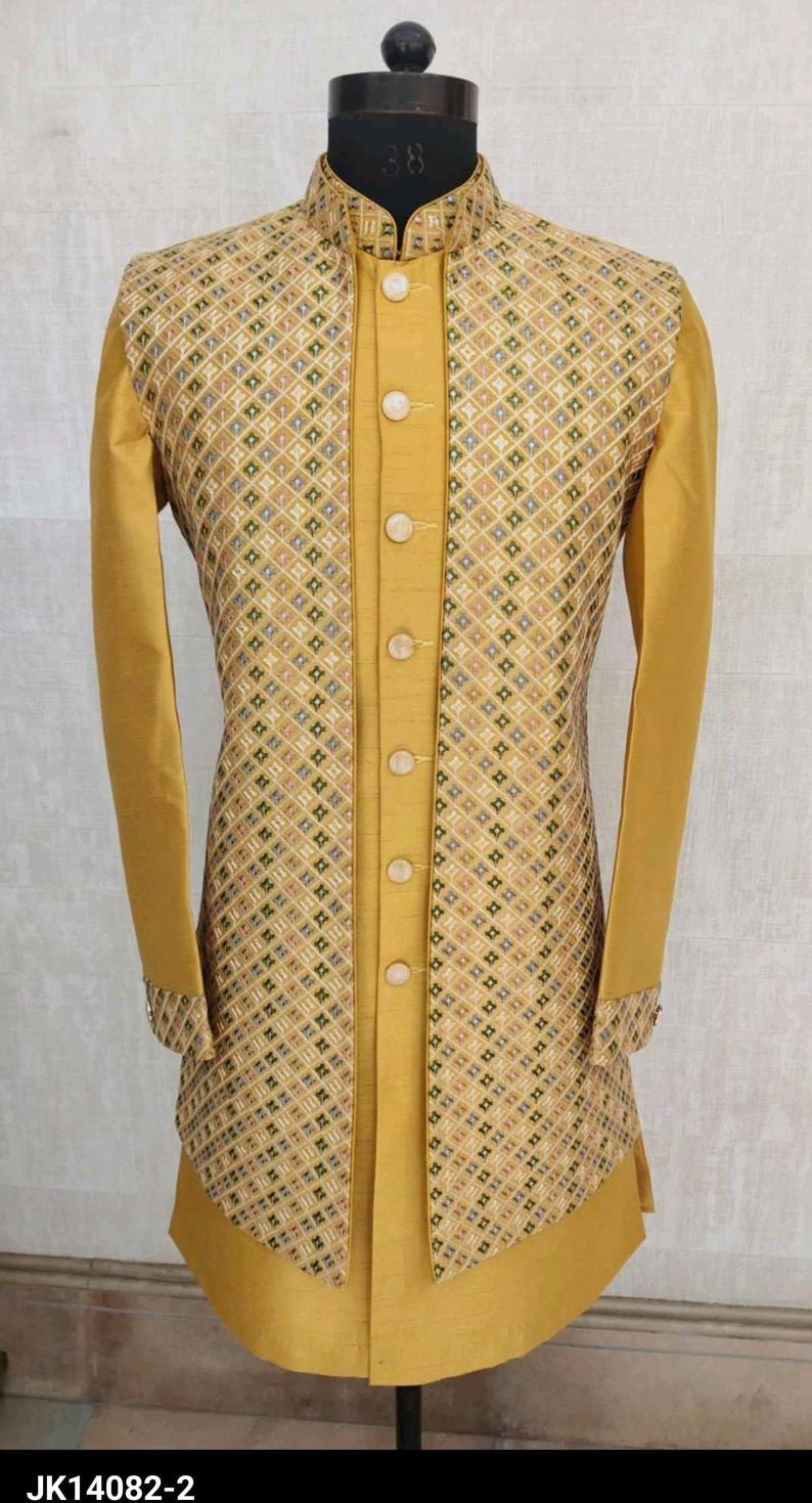 Mustard color waist coat for men