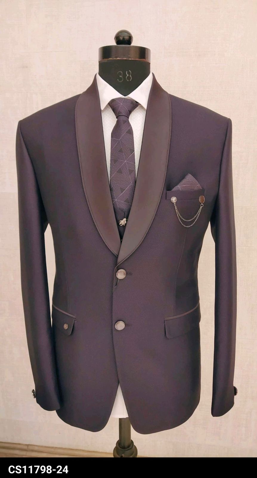 Wine Brown Colored 5 Piece Suit