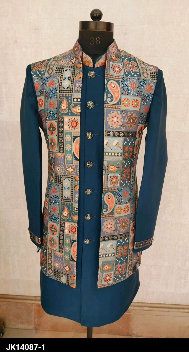 Elegant Teal Blue waist coat For Men