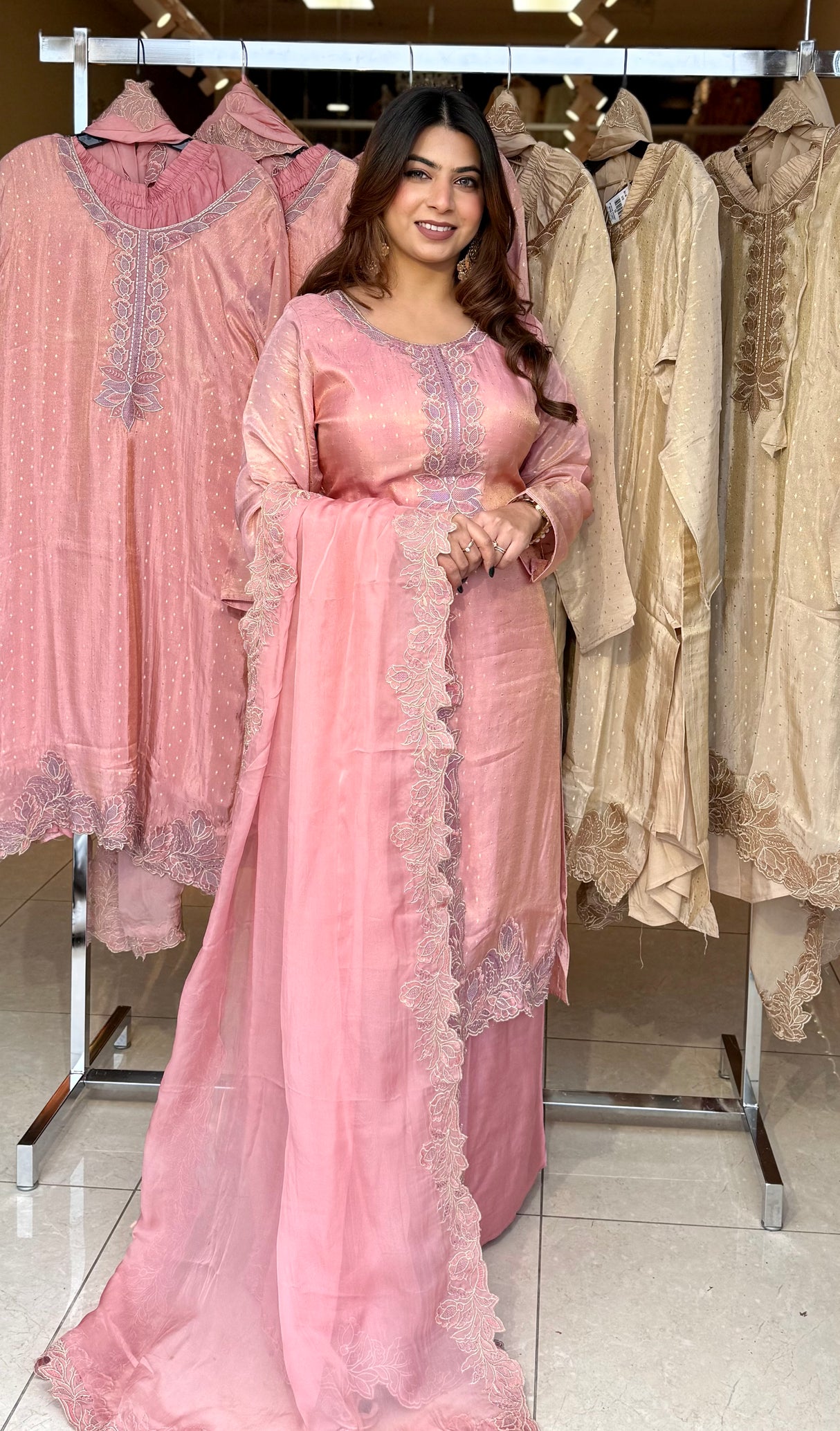 PINK AND BEIGE SUIT