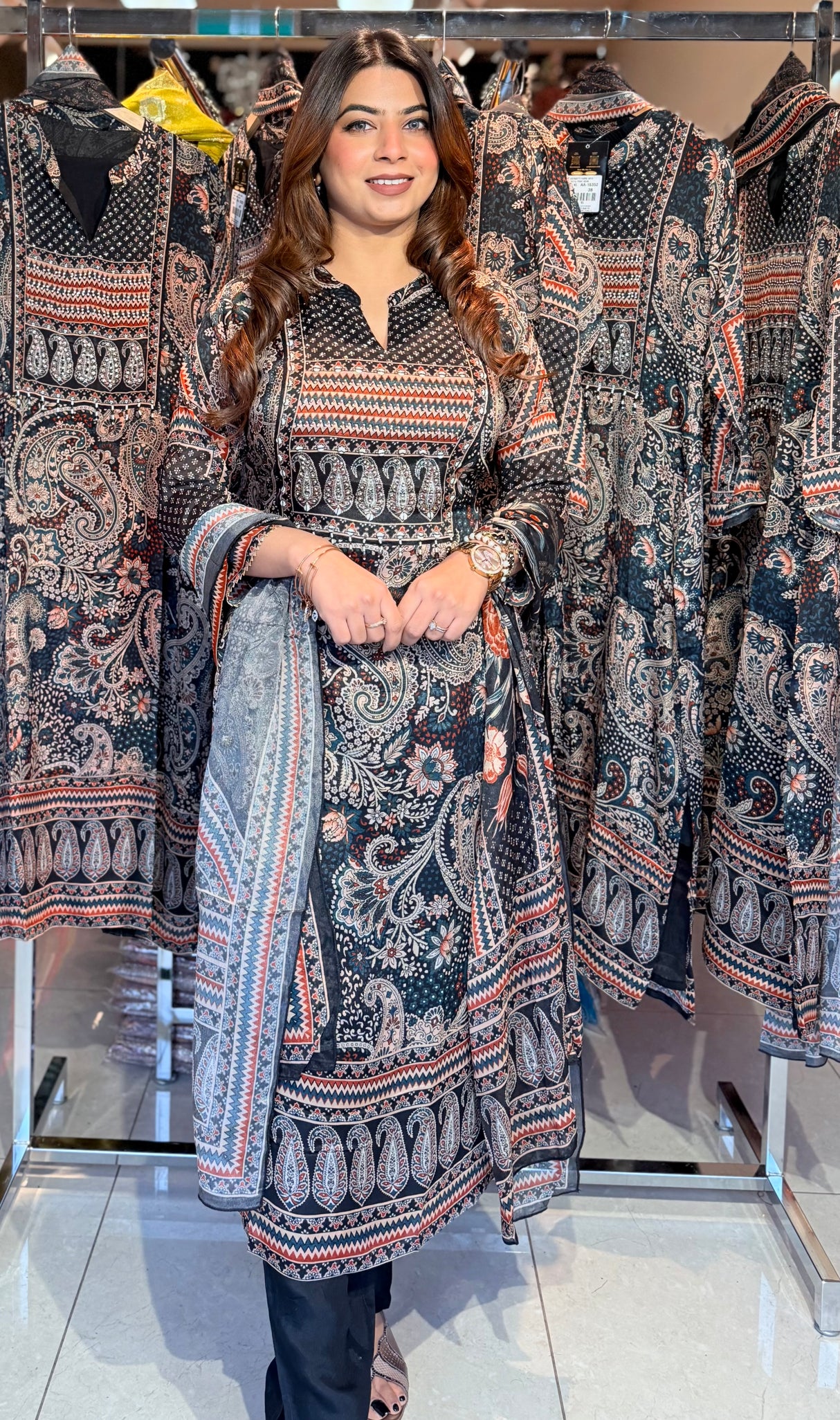 BLACK PRINTED SUIT
